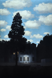 René Magritte, Empire of Light, 1953–54. Oil on canvas, 76 15/16 x 51 5/8 inches (195.4 x 131.2 cm)