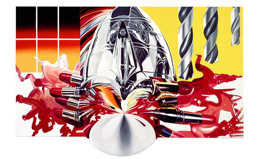 James Rosenquist, The Swimmer in the Econo-mist (painting 3), 1997–98. Oil on shaped canvas, 13 feet 2 inches x 20 feet 3/16 inches (401.3 x 610 cm)