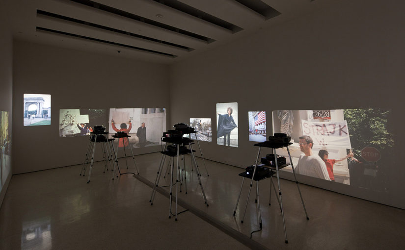 Sharon Hayes, In the Near Future, 2009. Multiple-slide-projection installation: 13 actions, 13 projections, 1,053 slides, overall dimensions variable