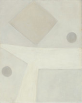 Agnes Martin, Harbor Number 1, 1957. Oil on canvas, 49 3/4 x 40 inches (126.3 x 101.6 cm).