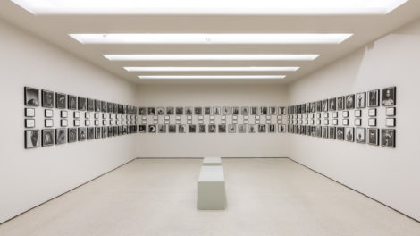 Photographs by Robert Mapplethorpe on the wall inside the Guggenheim Museum