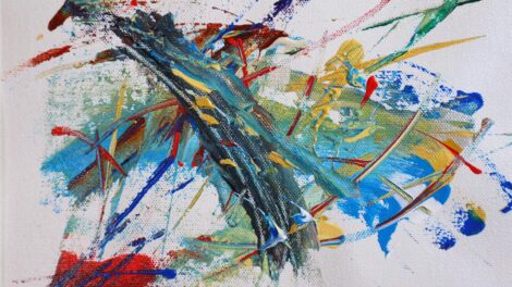 Gestural, abstract acrylic-on-canvas painting